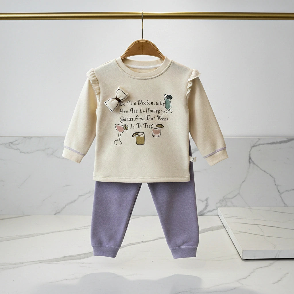 Ruffle Shoulder Soft Fleece Sweatsuit