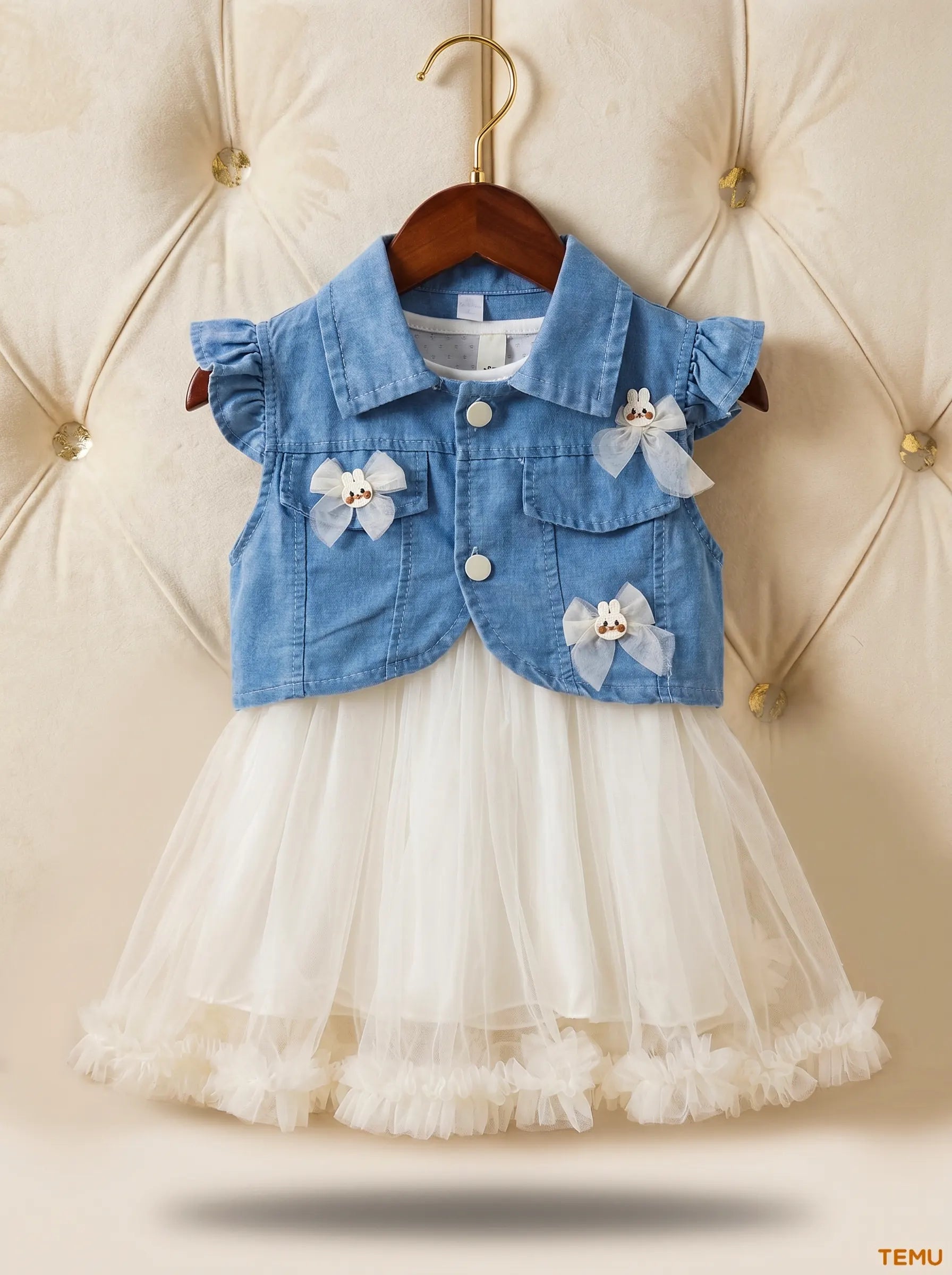 Imported Denim Vest & Tulle Fairy Dress Set