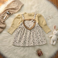 Heart Design Corduroy Frock with Ribbed Top