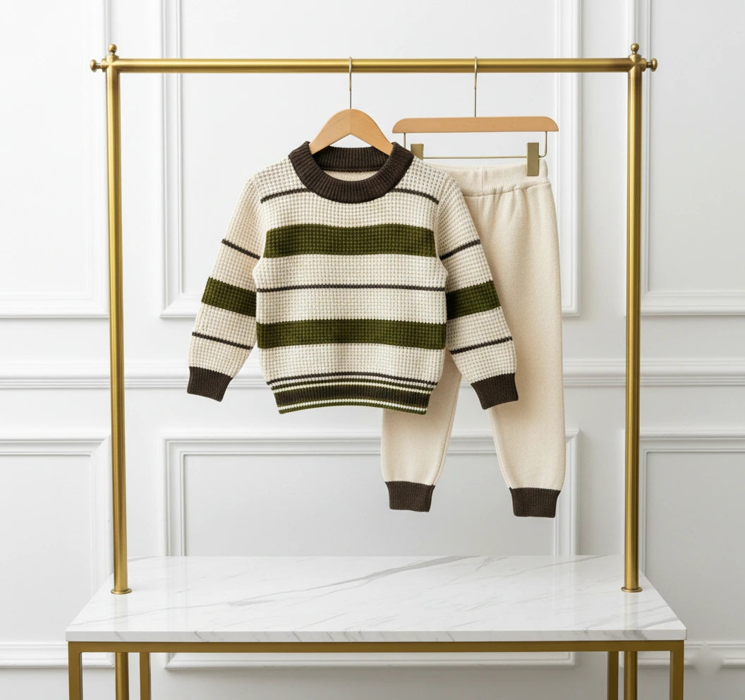 Classic Stripe Knit - Cream & Olive