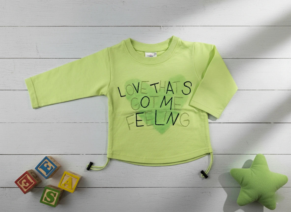 Girl's Full Sleeves Cotton Green Top with Denim Cargo Pants