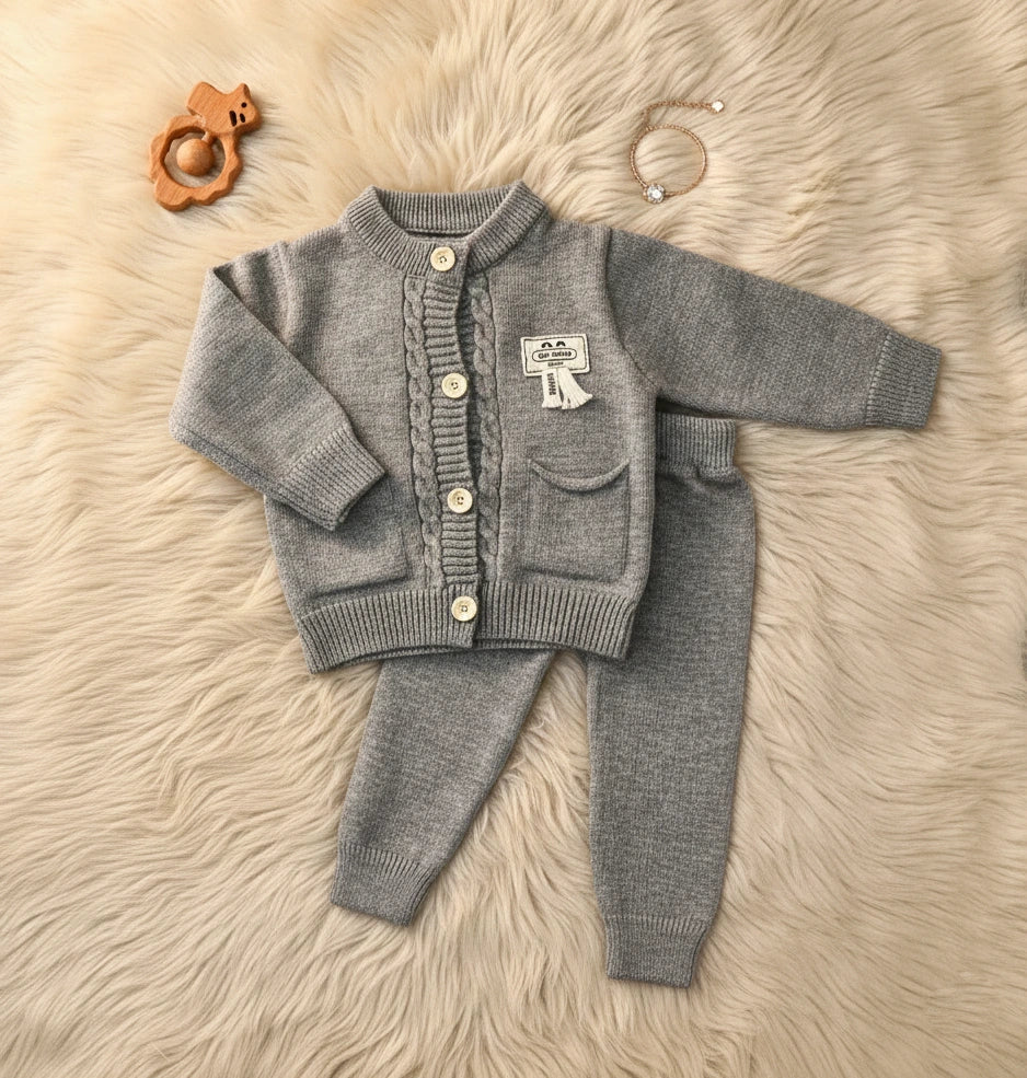 Classic Cable Knit Set - Solid Heather Gray
