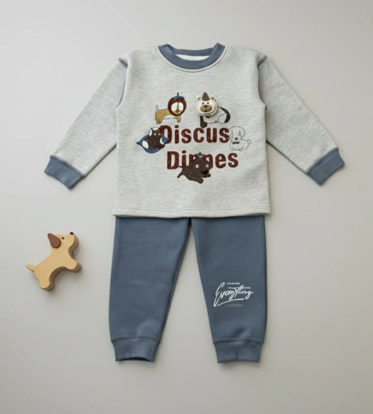 Luxury Canine Comfort: Embroidered Sweatshirt & Jogger Set