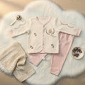 Off White & Pink Ultra Soft Terry Knit Imported Baby Set