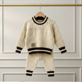 Cable Knit Set Cream & Chocolate Brown