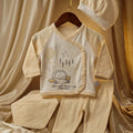 4 Pieces Lime Yellow Premium Soft Cotton Embroidered Baby Set