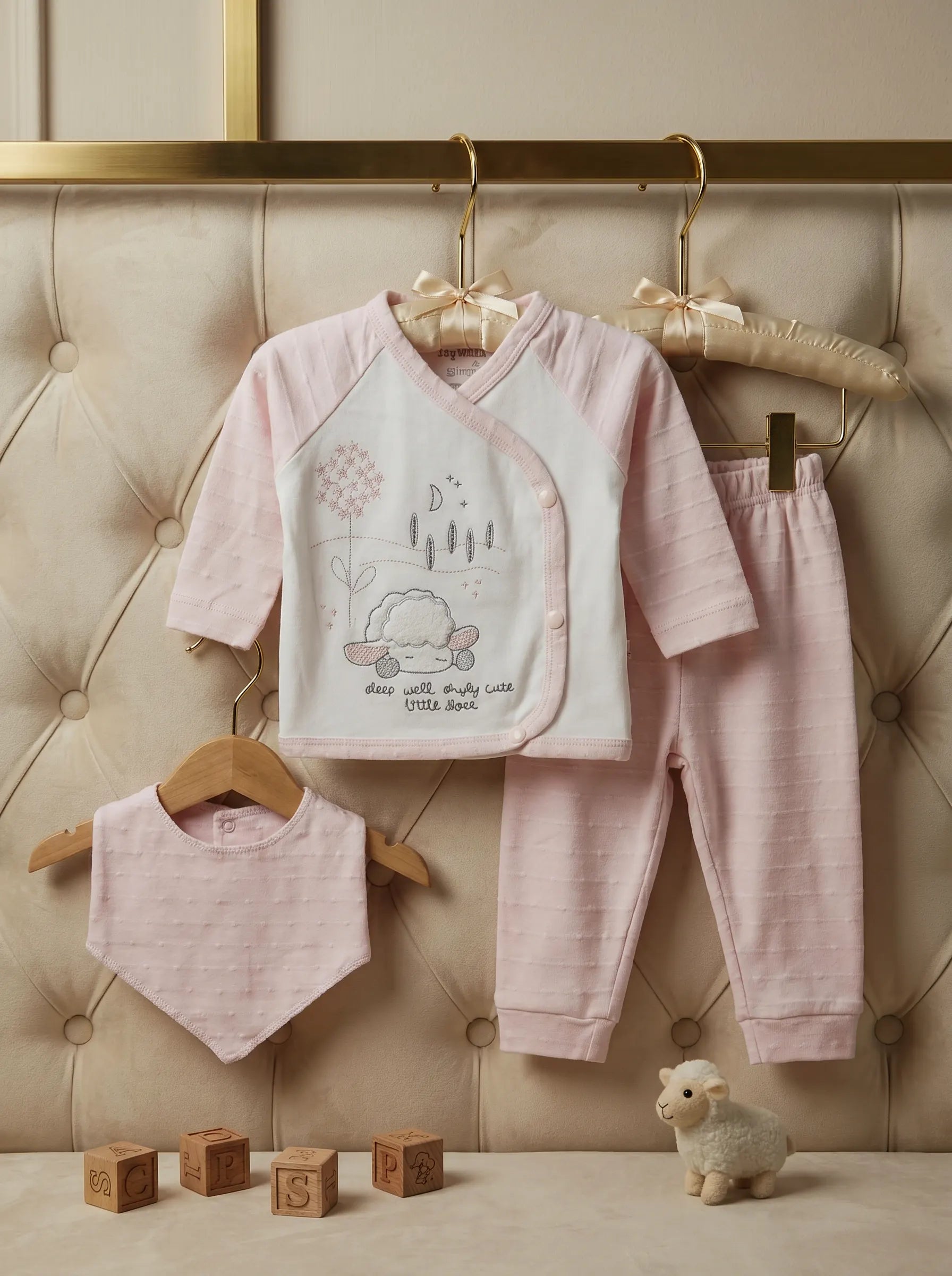 Powder Pink Ultra Soft Cotton Embroidered Baby Set