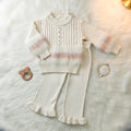 Luxury Ivory Wool-Blend Knit Faux Fur Accent Set