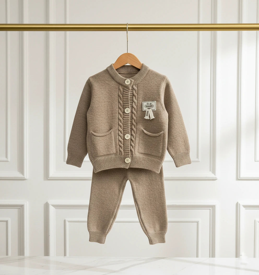 Classic Cable Knit Set - Light brown