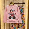 Girl's Bloom Set - Graphic Top & Flowing Silk Floral Pants