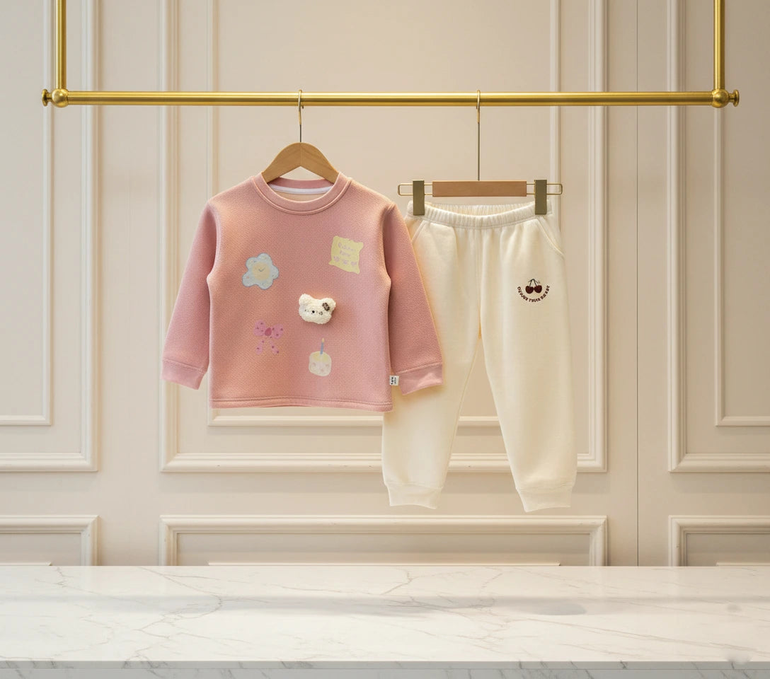 Cute Waffle Soft Fleece Sweatsuit