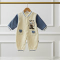 Cute Bear Beige & Blue Baby Romper