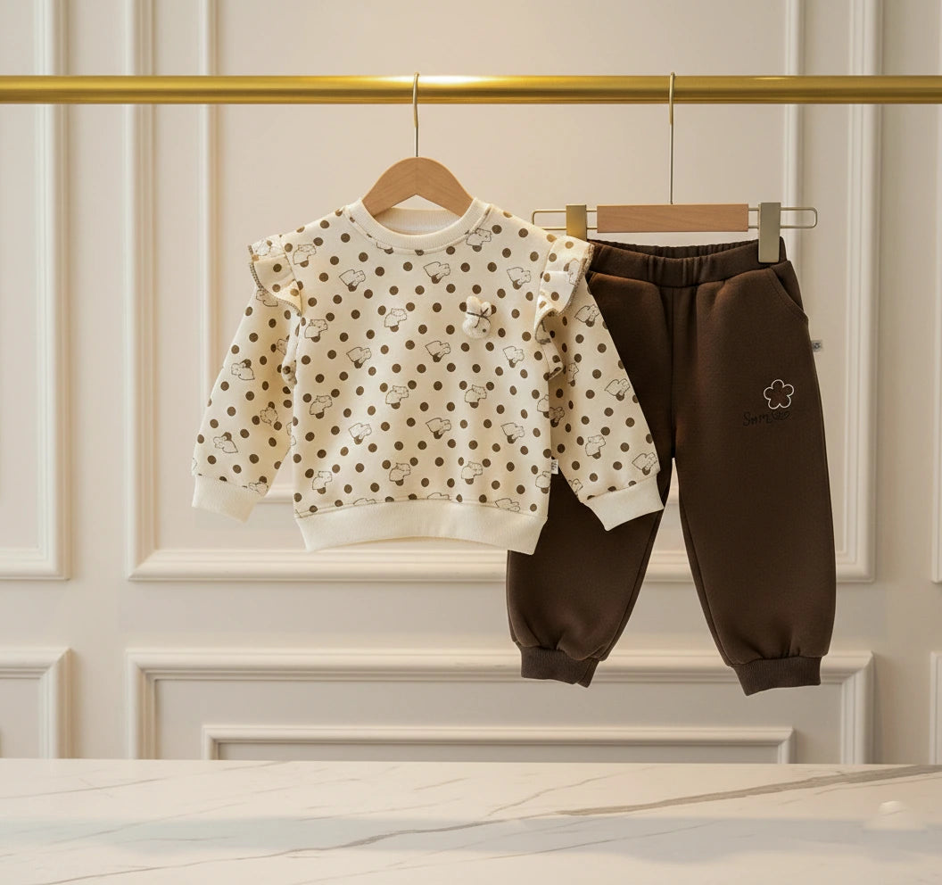 Polka Dot Comfort Mocha Jogger Set
