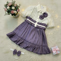 Lavender Ruffle: Bow Dress, Headband & Legging Trio Set