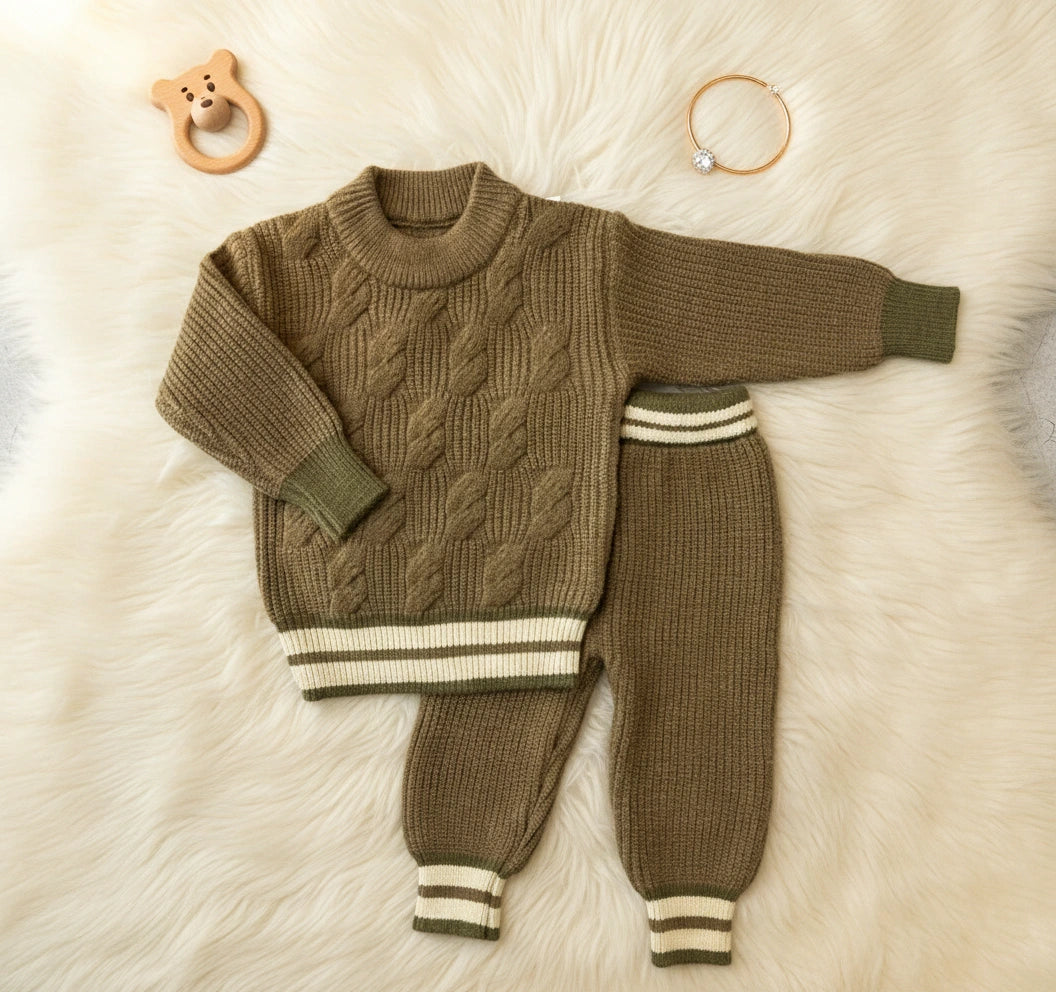 Cozy Cable Knit Two-Piece Set: Rich Earth Tones