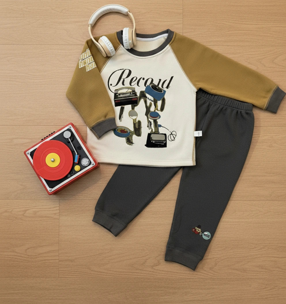 Premium Retro Record Player Raglan Sweat Suit