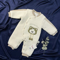 Textured Ultra Soft Jumpsuit with Embroidered Bear