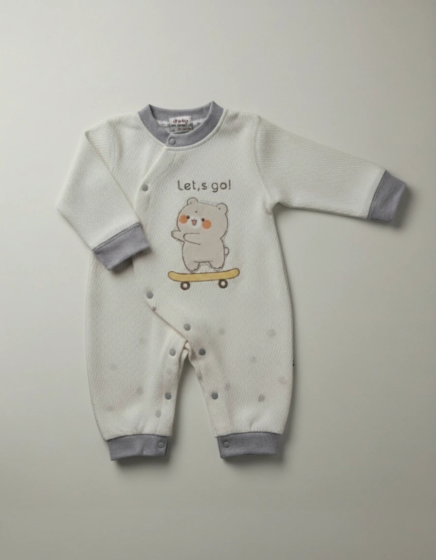 Cozy Waffle Knit Infant Long Sleeve Romper 