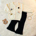 2-Piece Imported Knit Cardigan & Ruffle Bell Bottoms Set for Girls